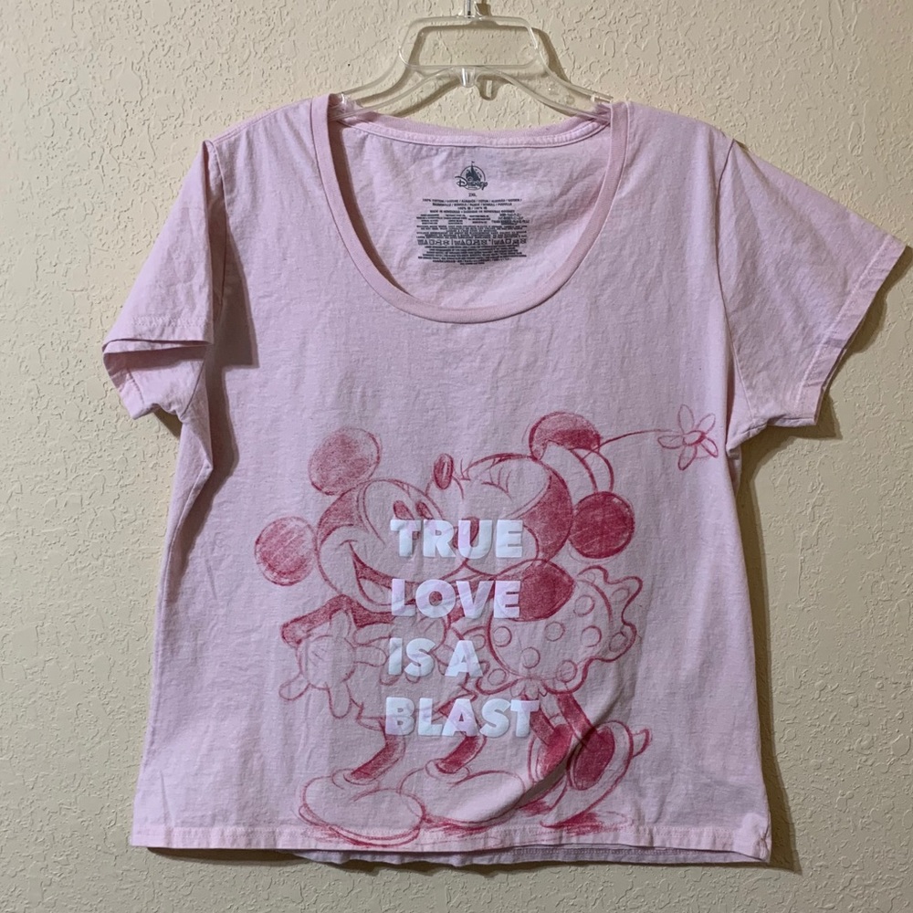Disney Store Pink Mickey Loves Minnie Shirt XXL